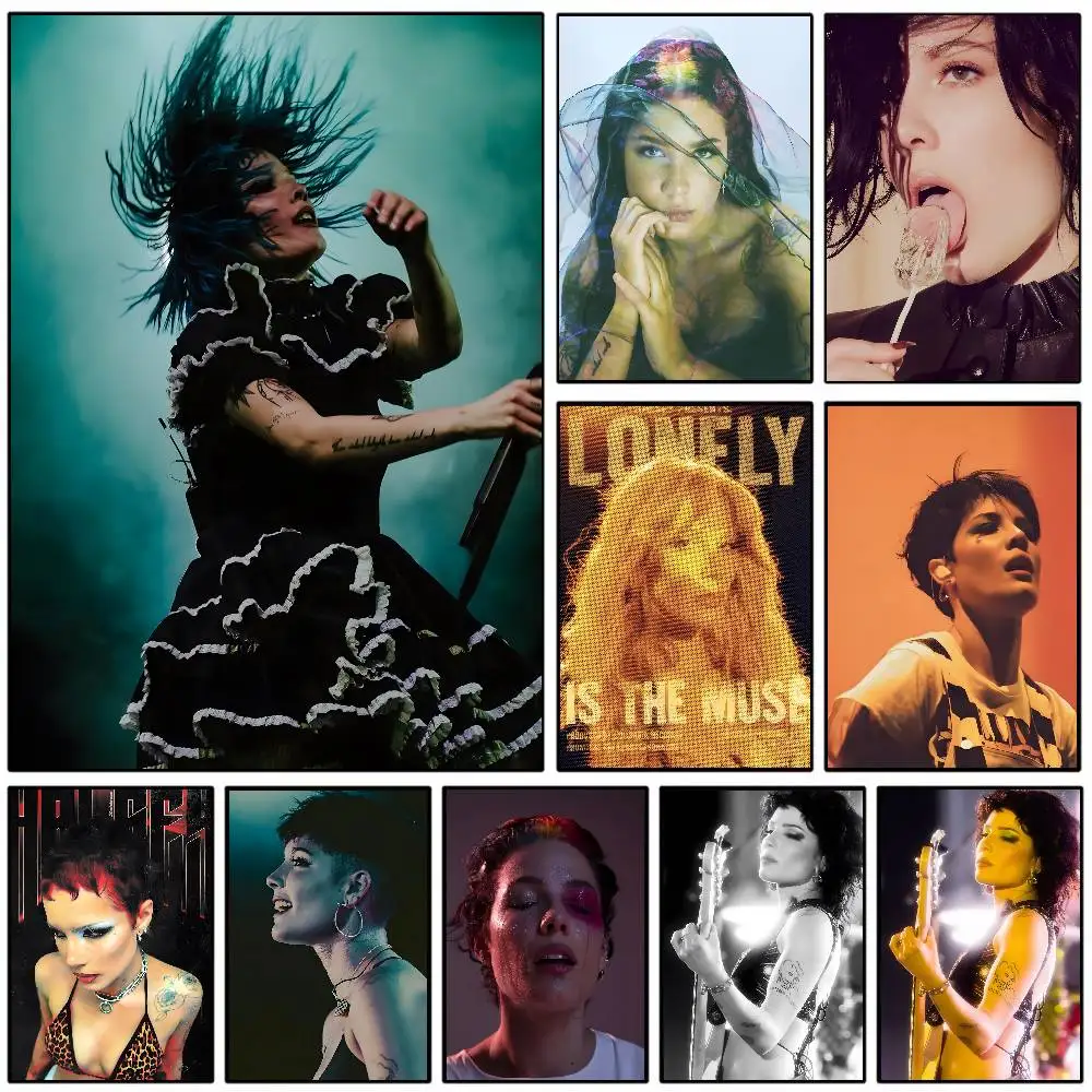 Плакат певицы H-Halsey HD, липкая стена, водонепроницаемый, для дома, гостиной, спальни, бара, эстетическое украшение