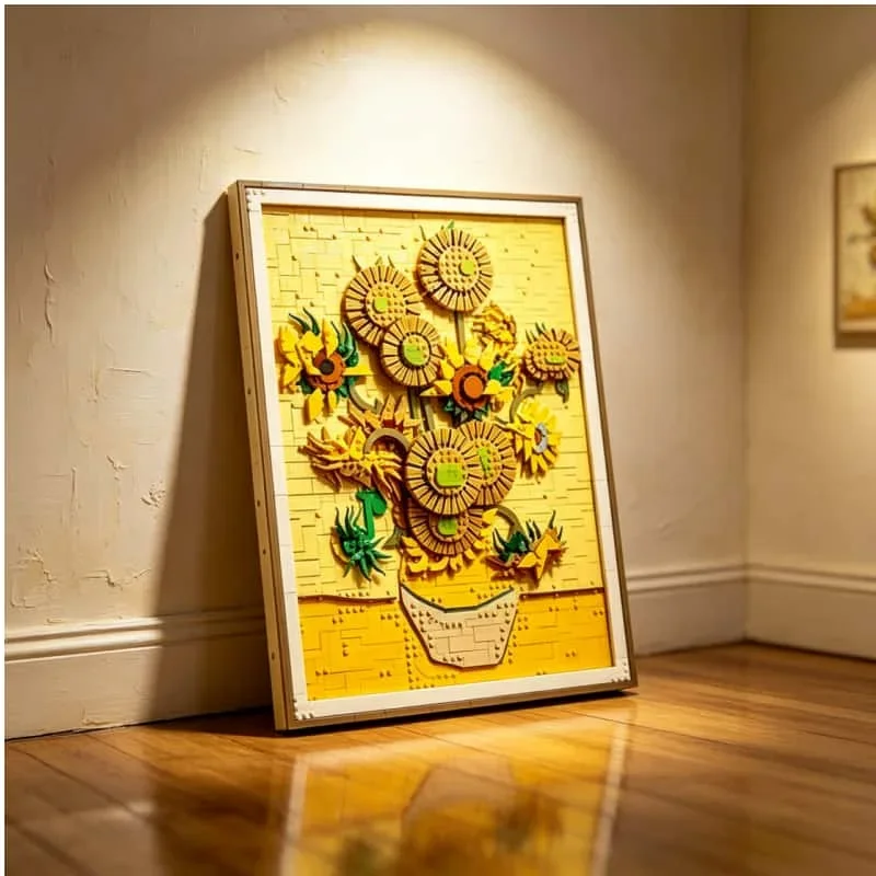 2026 Sunflower brick block compatible with 2615 post-impressionist oil painting models adult birthday gift toys