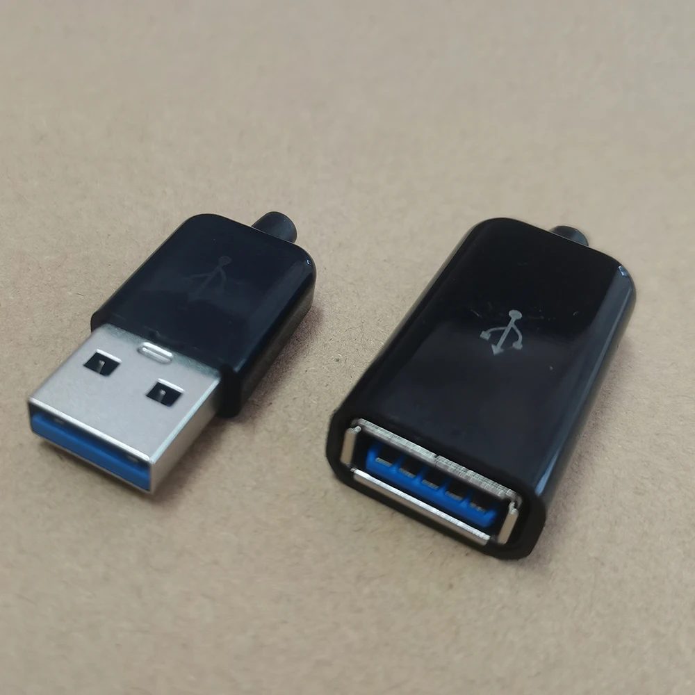 1PC DIY USB 3.0 Connector Plug Male Female USB A Type 9 Pin Assembly Adapter Socket Solder Shell For Charging Data Connection