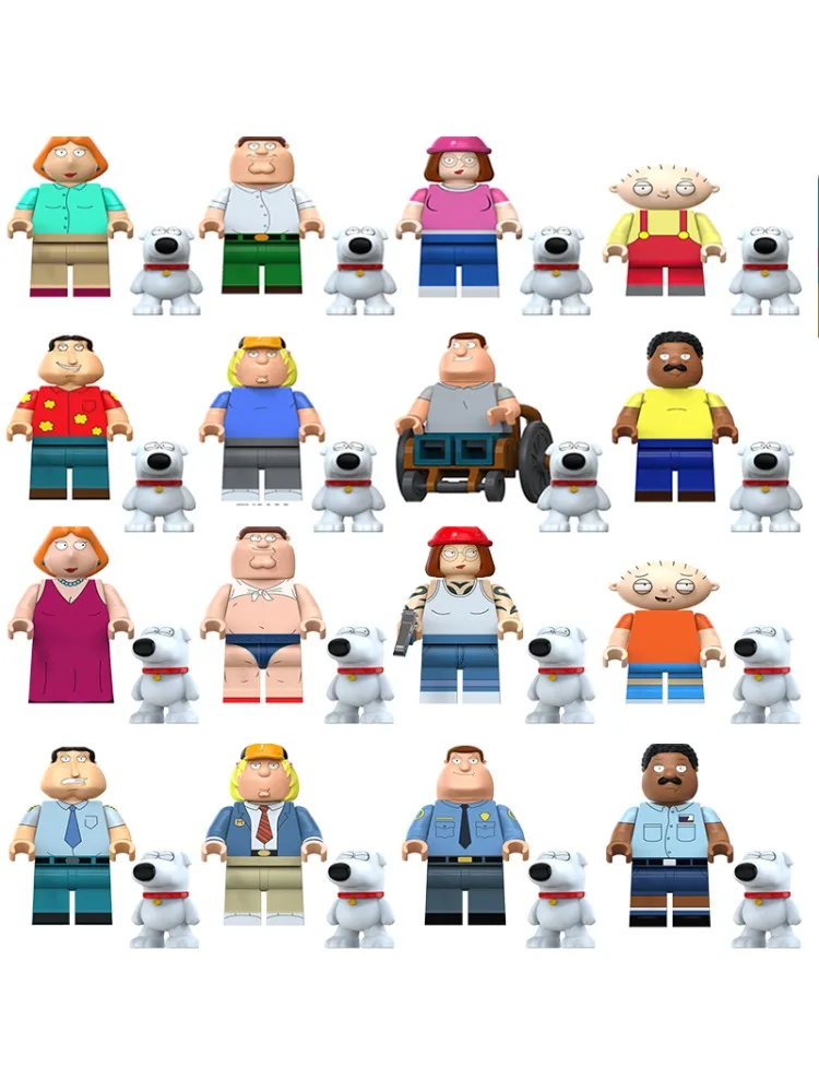 Figurines d'action Anime Family Guys Peter, blocs de construction, mini figurines, jouet puzzle Mould King, figurine d'action, cadeaux, briques de construction, jouets