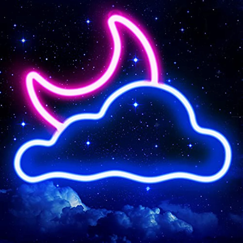 Cloud And Moon Neon Sign Fit For Wall Decor For Bedroom Wedding Party Decoration Birthday Present