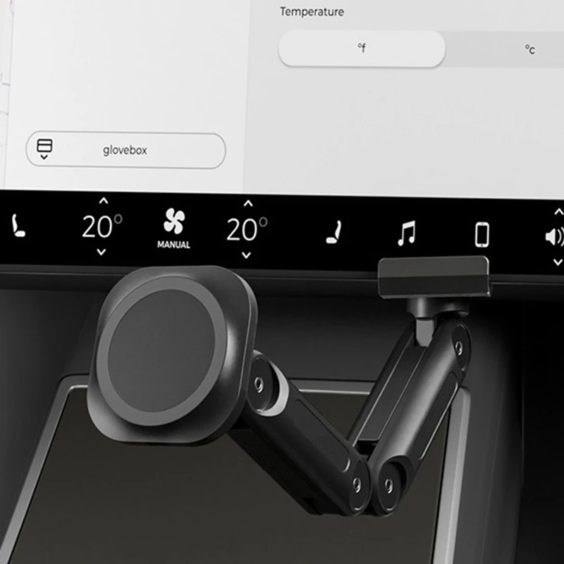 For Tesla Model 3 Model Y Foldable Wireless Magnetic Phone Holder Phone Gripper Car Screen Mount Arm Mobile Stand