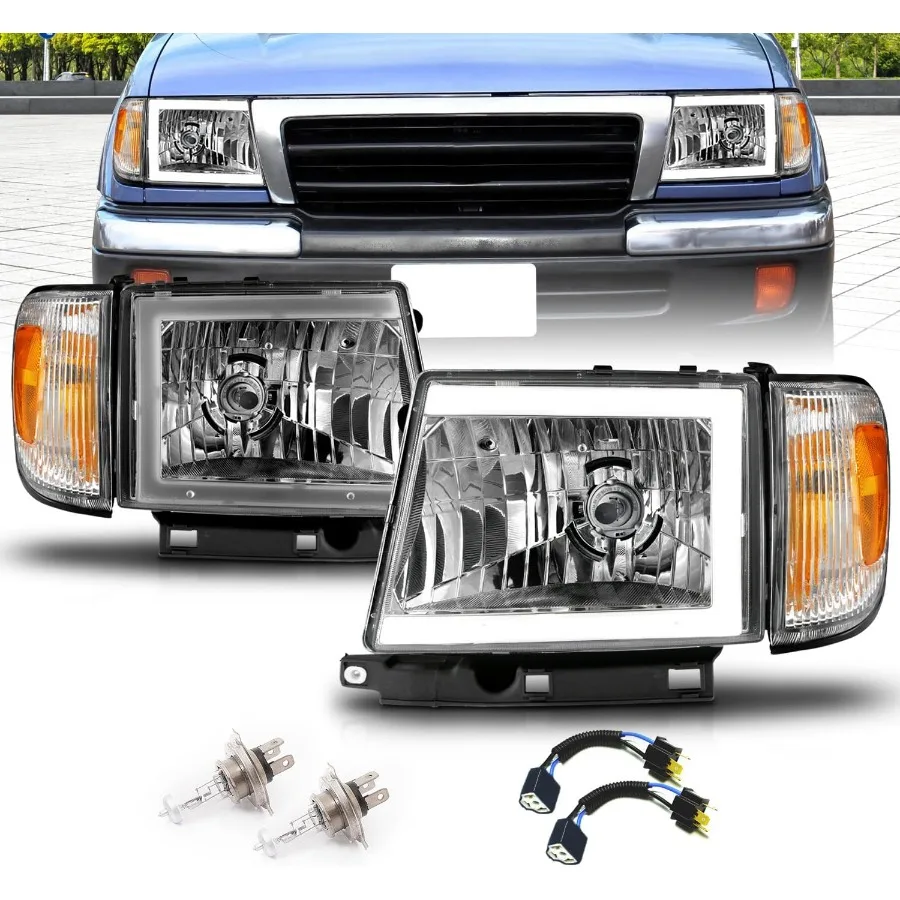 

Для 19972000 Tacoma 2WD Pickup светодиодные трубки хромированные сменные фары с набором угловых фонарей для пассажиров и водителя Enha