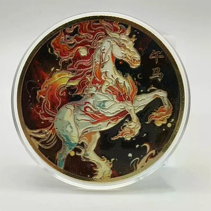 Year Of The Horse Chinese Coins Lucky Animal Horse Commemorative Coins Metal Collection 2026 New Year Souvenir Gift