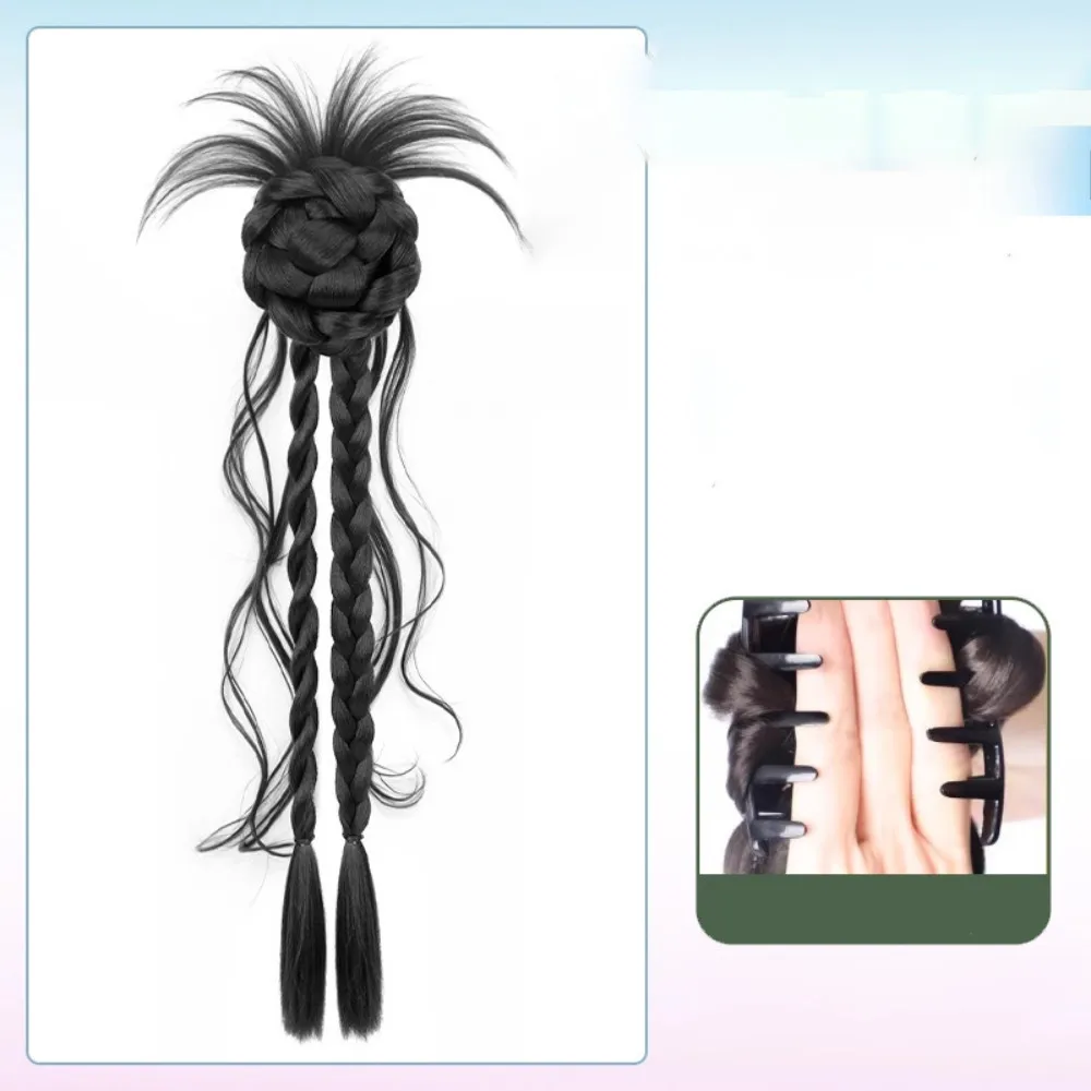 50 سنتيمتر كسول الطبيعية ريشة الدجاج الاصطناعية رئيس شعر مستعار كليب فتاة حلوة الملتوية الضفائر شعر مستعار ذيل حصان #6