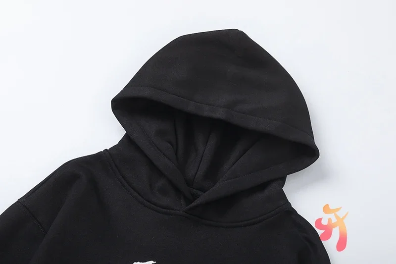 Winter Portrait Print Red Letter Logo Cactus Jack Hoodie Men Women Casual Loose Black Fleece Hooded Sweatshirts