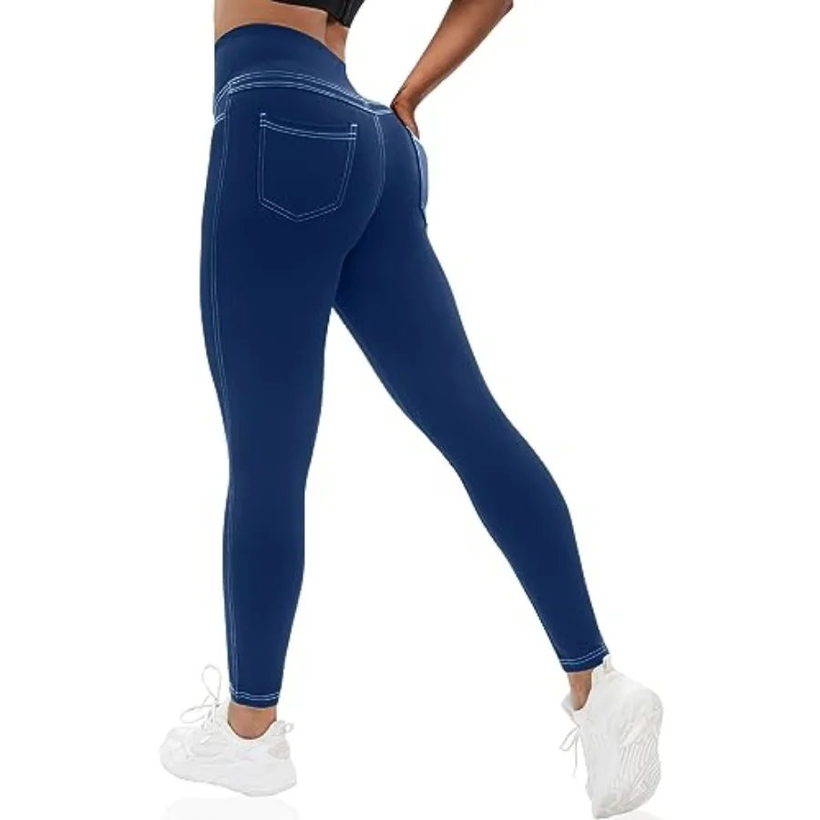 

VOOVEEYA Curvy Womens Leggings, High Waisted Yoga Pants with Back Pockets, Tummy Control - Buttery Soft - Stretchy