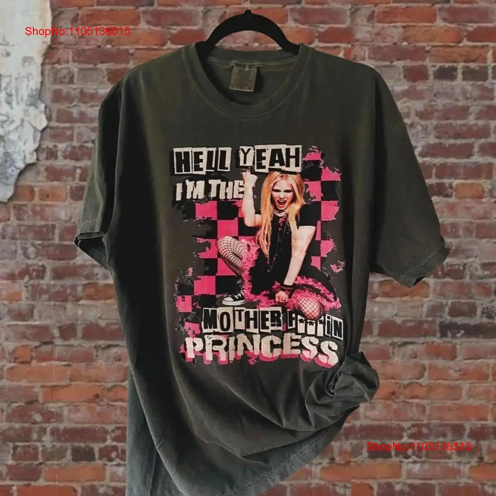 أفريل لافين الجحيم نعم أنا الأم f في الأميرة غسلها خمر تي شيرت خمر غسلها عادية للجنسين مريحة امتدت