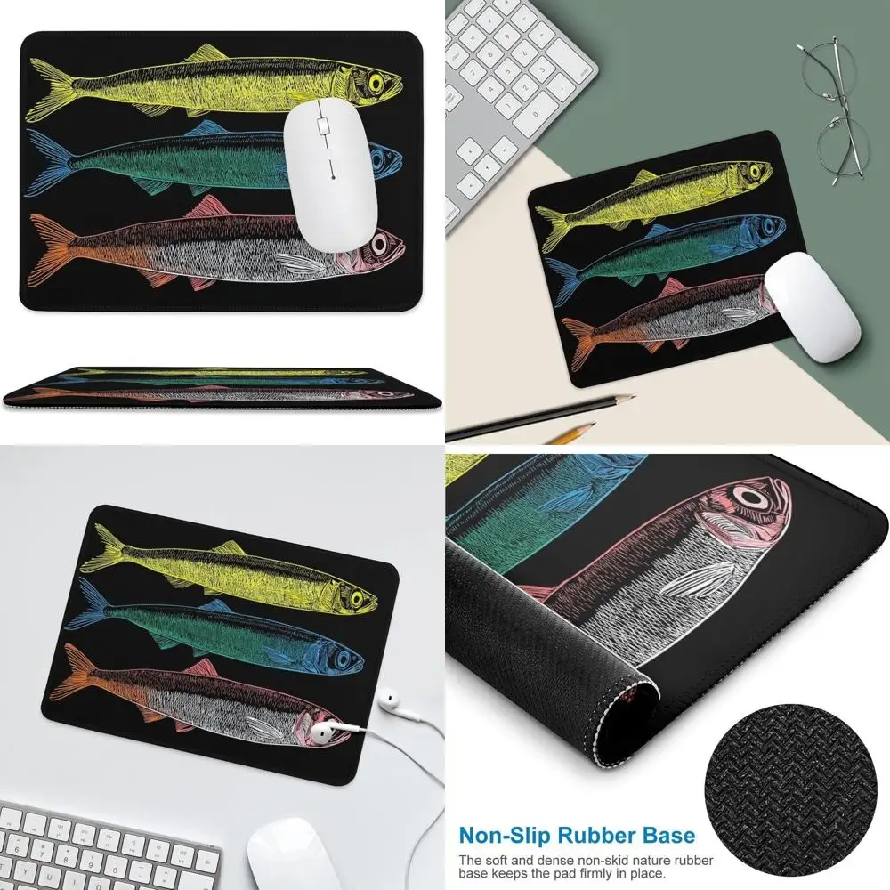 

Non-Slip Sardines Pattern Mouse Pad, Compact Desk Accessory for Laptop and Gaming Mouse