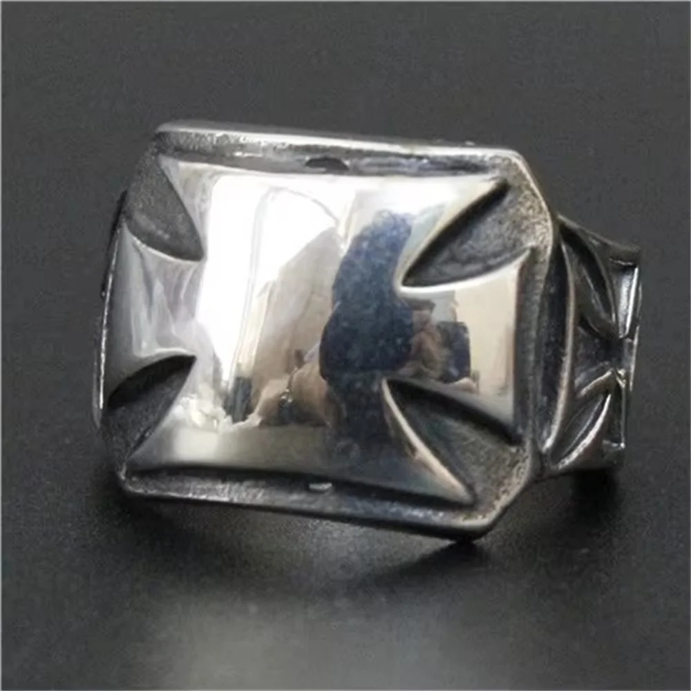 Mens Biker Cross Ring 316L Stainless Steel Polishing Mens Jesus Cross Ring
