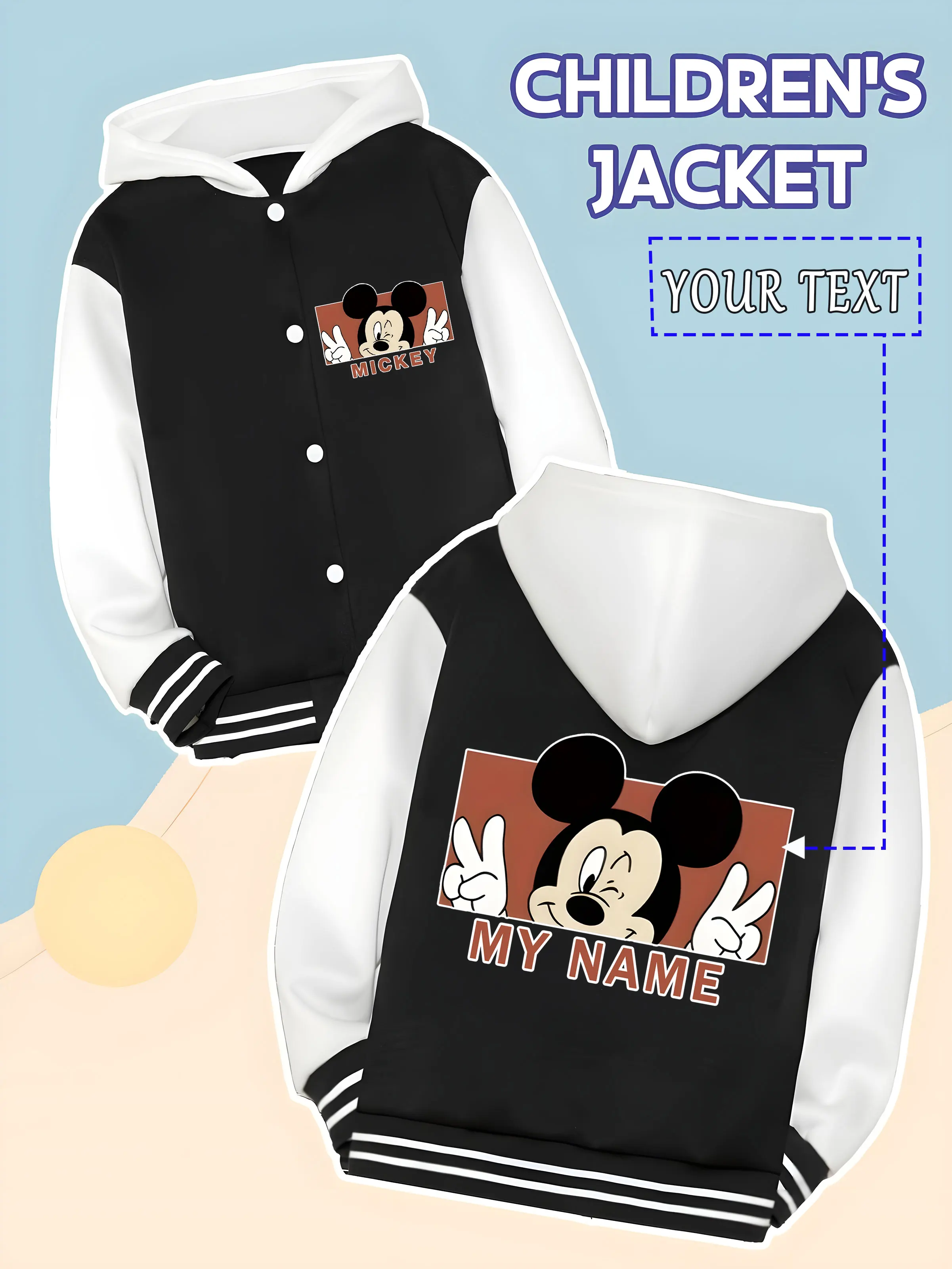 

MINISO Disney Mickey Mouse Baseball Jacket for Kids - Mickey Mouse's "Y-Y" design is cute and fun, perfect for school and family