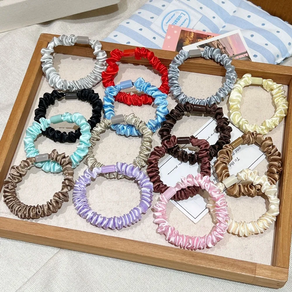 Satin Small Scrunchies, No Damage Hair Ties Elastic Ponytail Holder for Women Girls, Cute Hair Accessories