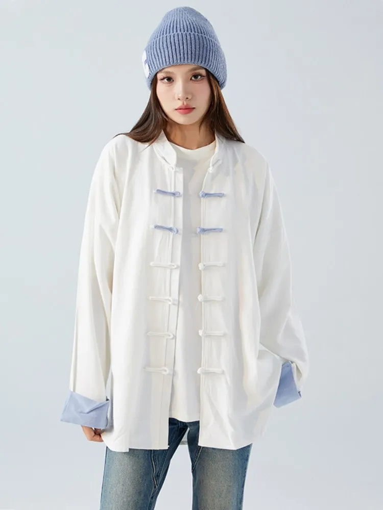 

Linen Shirt Men's High-End New Chinese Style Button Spring Autumn Style Wind Coat Young People Tang Costume Hanfu Loose Fit L...