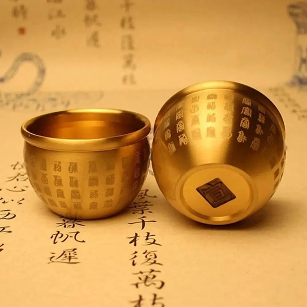 1Pcs Wealth Attracting Pure Brass Cornucopia 4.5-7cm Auspicious Baifu Rice Cylinder Small Mini Surface Polished Baifu Jar Cup