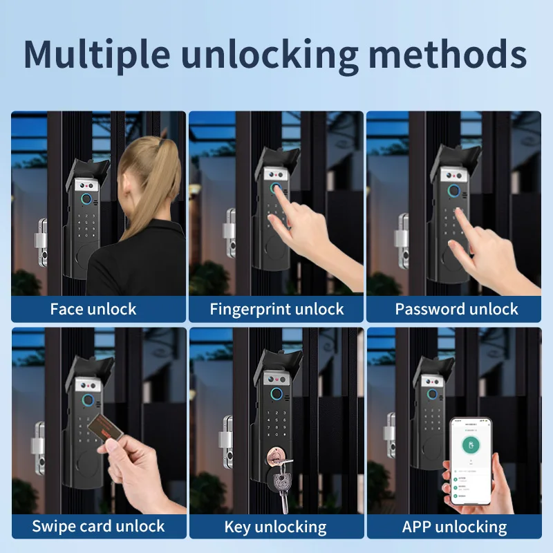 Tuya Smart Outdoor Waterproof Door Lock with Face Recognition Video Intercom RFID Card Password Electronic Lock for Iron Door