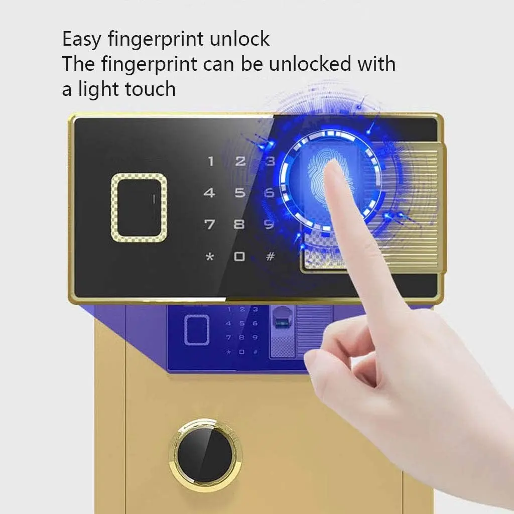 خزانة لوحة المفاتيح الرقمية الإلكترونية الآمنة الصغيرة المثبتة على الحائط، صندوق قفل نظام تحديد بصمات الأصابع (أسود) #3