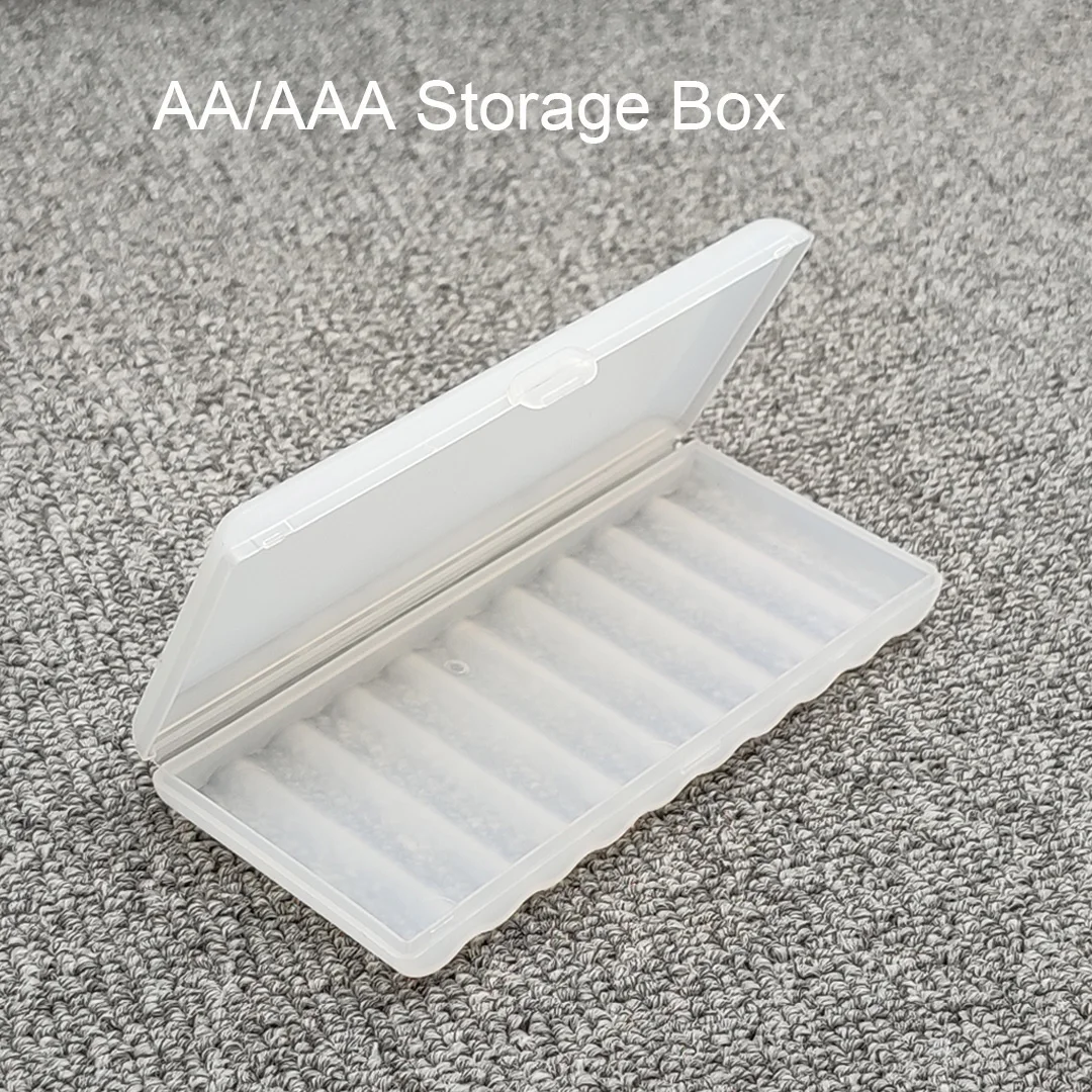 10AA/10AAA صندوق تخزين البطارية غطاء واقٍ مزخرف لهاتف آيفون حامل بطارية قابلة للشحن قوة البنك علبة بلاستيكية شفافة