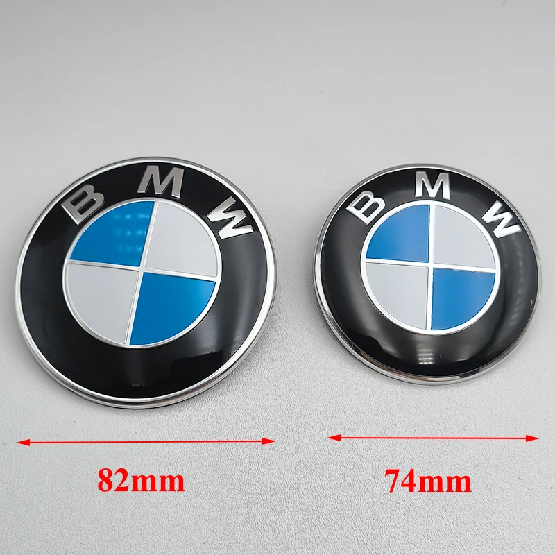 2pcs ABS 74mm 82mm BMW Hood Emblem Car Front Bonnet Logo Trunk Cover Badge  For BMW E39 E46 E30 E36 G20 E87 E60 E90 Accessories