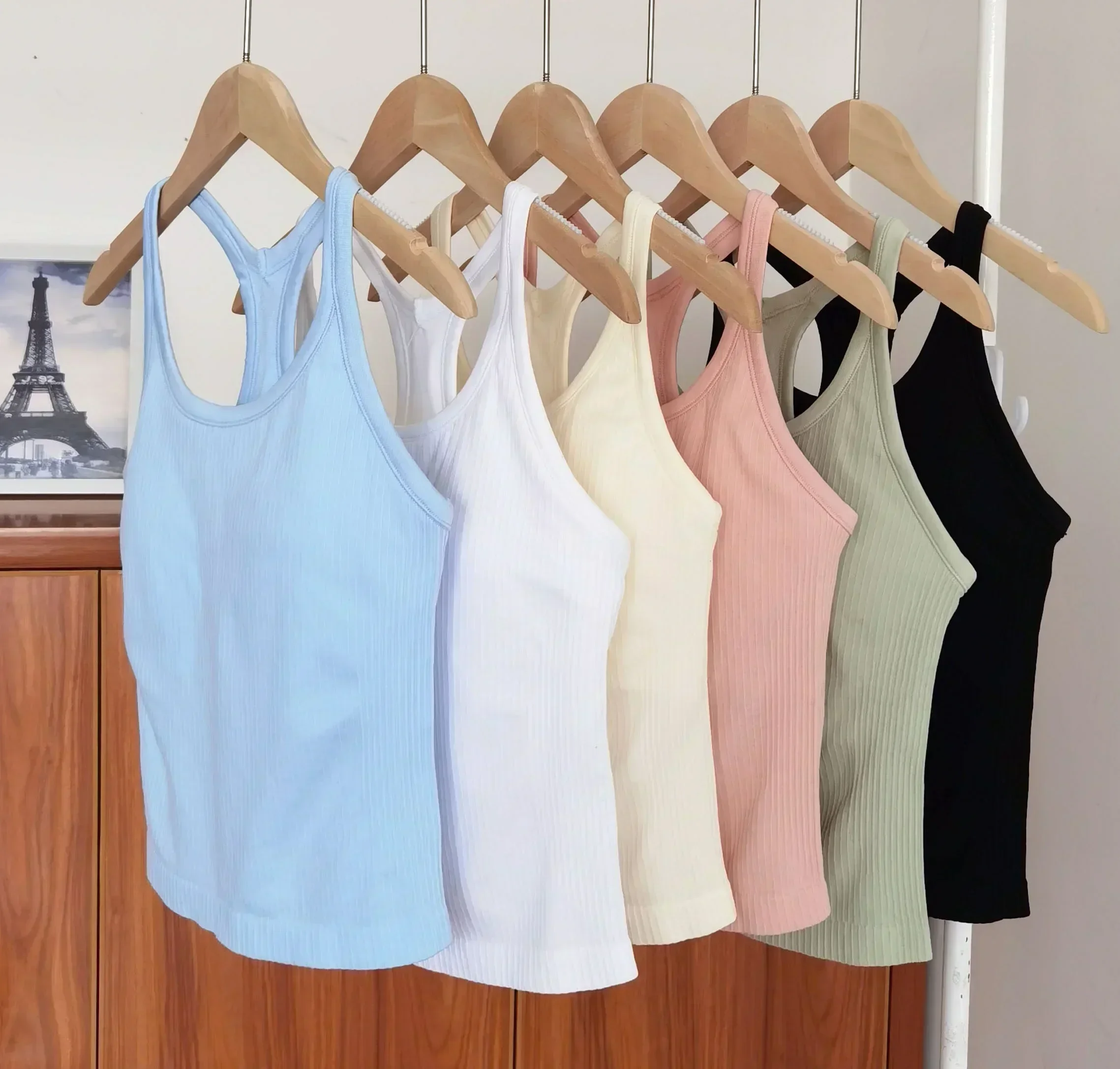 Lemon EBB Tank Top Yoga wanita, jaket olahraga bentuk Tank Top Bra tanpa lengan musim semi dan musim panas dengan bantalan dada