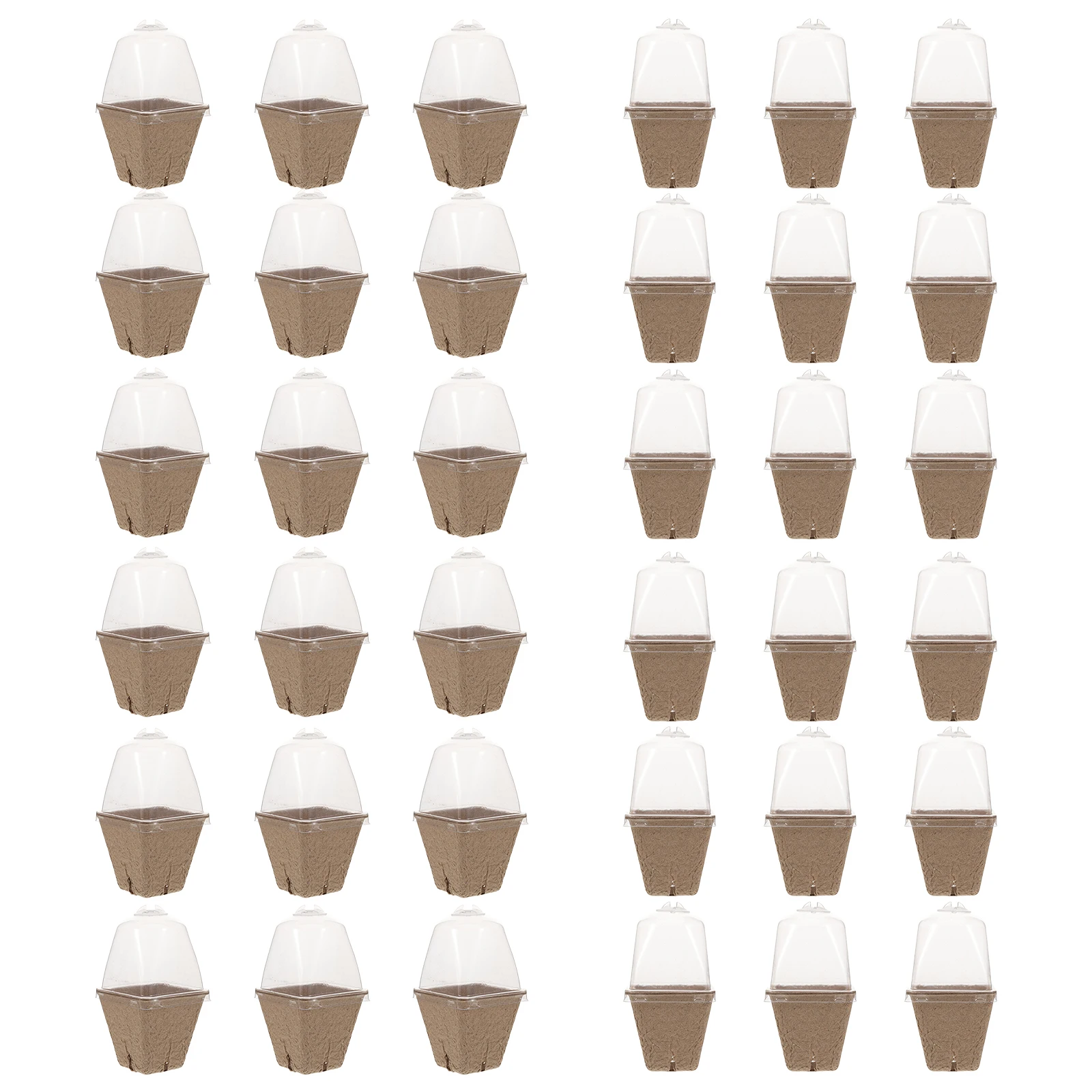 

36Pcs Square Nursery Pots Paper Pulp Biodegradable Seedling Starter with Ventilated Dome for Greenhouse Vegetables Herbs