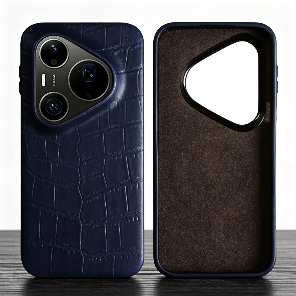Real Crocodile Genuine Leather Phone Case For Huawei Pura 90 Pro Max 80 Ultra Mate 80 RS 70 60 50 40 30 Pro Back Cover Case Capa