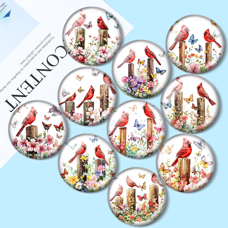 

Кардиналы и бабочки 12 мм/14 мм/16 мм/18 мм/20 мм/25 мм круглый фотостекло кабошон демонстрационная плоская задняя часть изготовление выводов