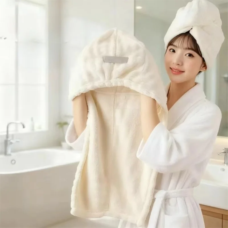 Portable Extra Large Hair Towel Fast Drying Soft Quick Dry Hair Towel Comfortable with Elastic Band Hair Dry Turban Bathroom Use