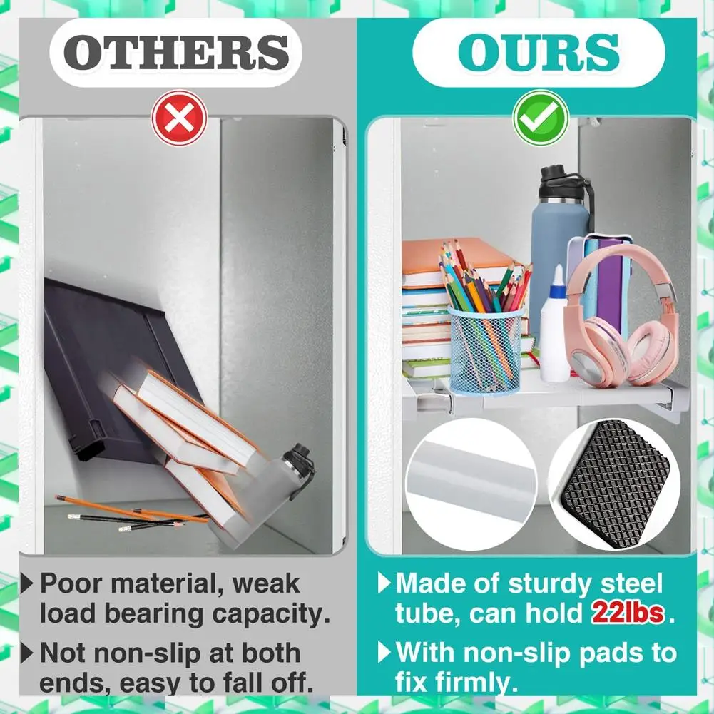 

FIZP 2 Pcs School Locker Shelf Organizer - Adjustable Locker Divider Mate Easy To Install For Extending Locker Use Space