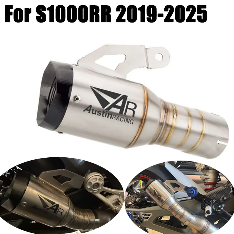 60 mm. Tuyau d'échappement de moto pour BMW S1000RR 2019 2020 2021 - 2025, kit de modification intégré avec tube de raccordement d'échappement AR