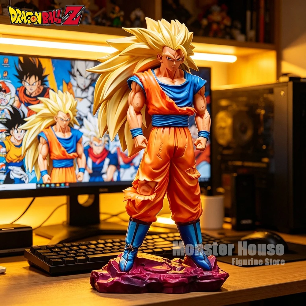Figura de Anime Dragon Ball de 29 cm/11,42 pulgadas, Super Saiyan 3 Goku, figuras de acción, estatua de Pvc, adorno de escritorio, modelo de colección, juguetes, regalos