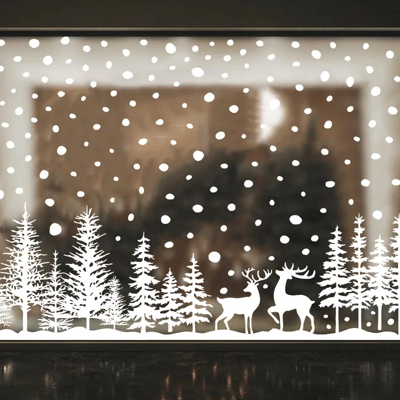 Neue Weihnachts-Fensteraufkleber Schneehirsch PVC-Sticker für Weihnachtsfeiern