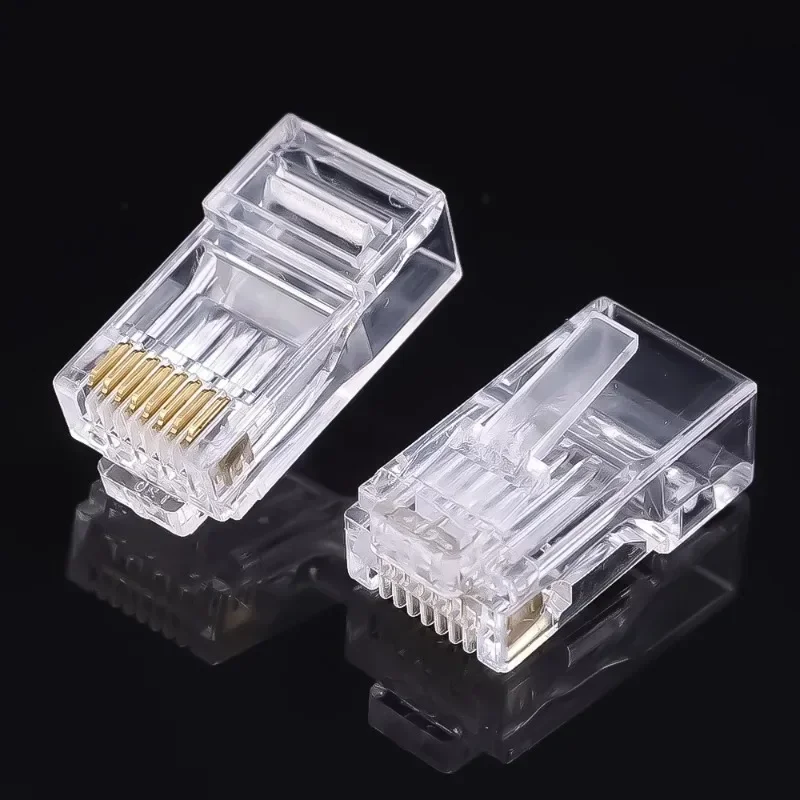 RJ45 Connectors CAT6 Non-Pass-Thru Ethernet Cable Crimp Connectors UTP Network Plug Modular Plugs Gold Plated Network Ends