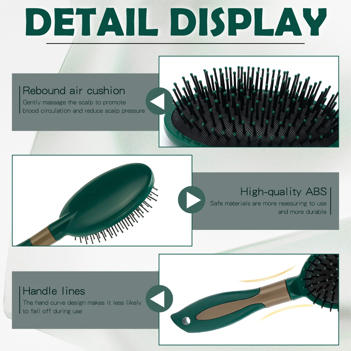 Massage Hair Brushes With Silicone Cushion Base Nylon Bristle Pins Blow Drying Detangler Hairbrush Styling Wet/Dry Hair Styling