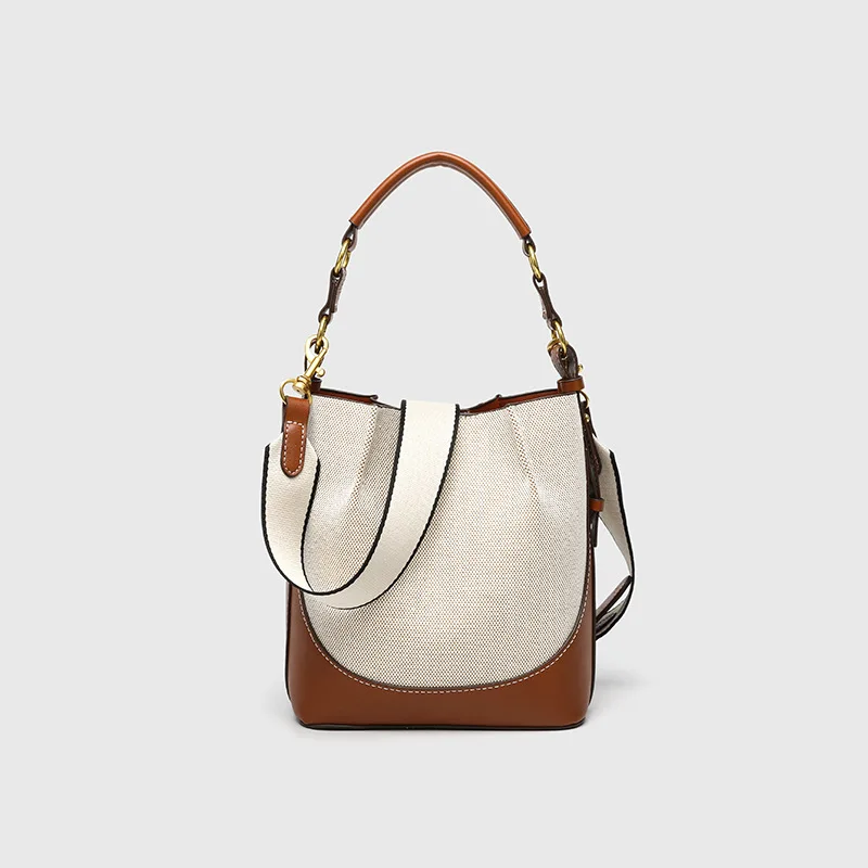 

New Women's Large Capacity Bucket Bags with Wide Shoulder Strap Single Shoulder Handbag Drawstring Handheld Crossbody Bags