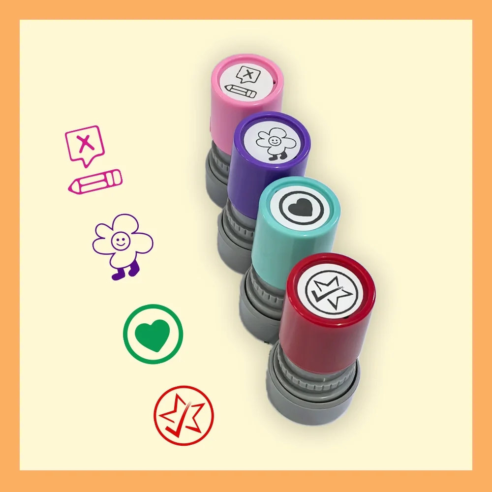 4 round marking stamps to encourage teaching grading and marking homework family reward supplies great learning stamps