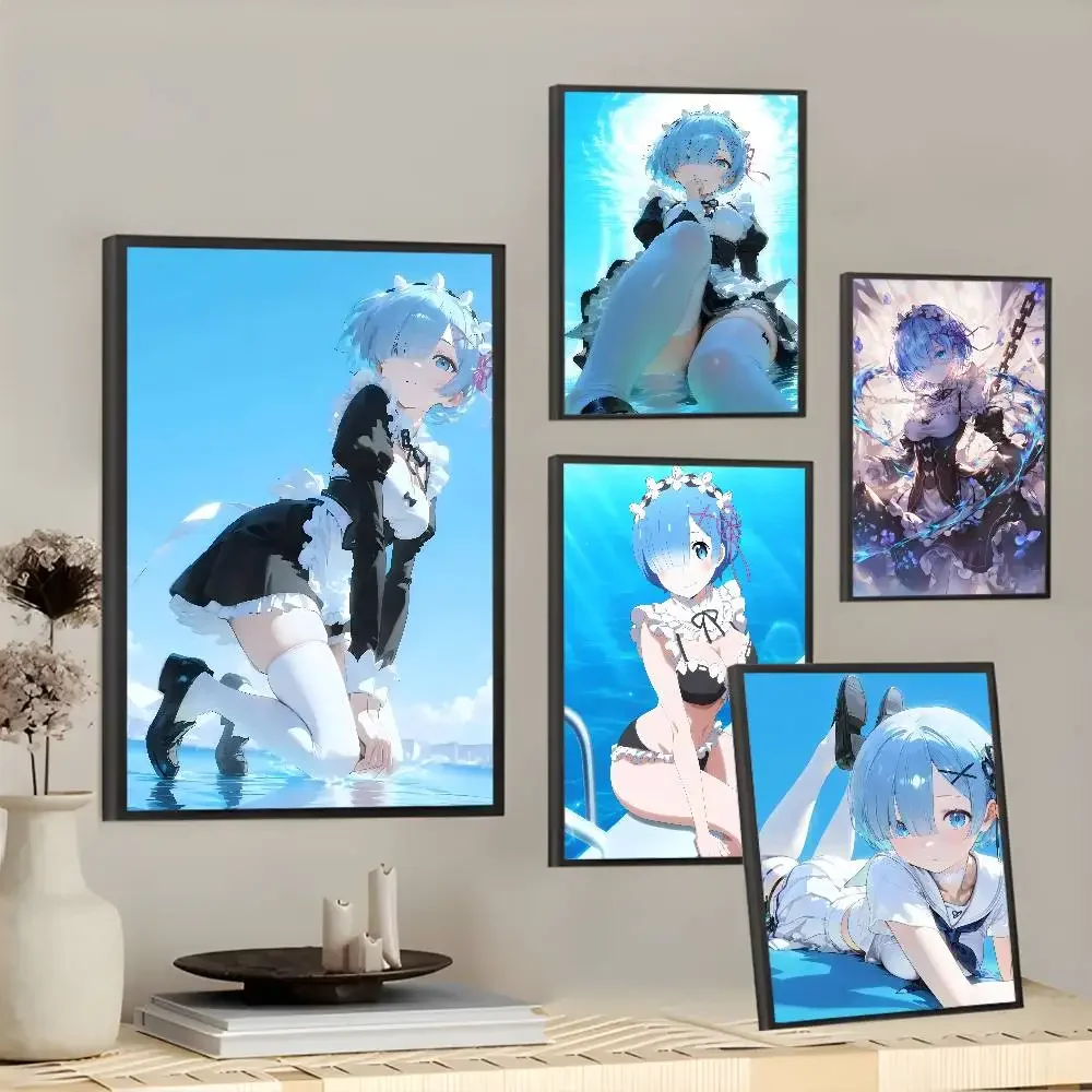 أنيمي إعادة صفر بدء الحياة في عالم آخر ملصق Rehm ذاتية اللصق جدار الفن لغرفة المعيشة غرفة نوم لا تتلاشى المنزل الحديث #2