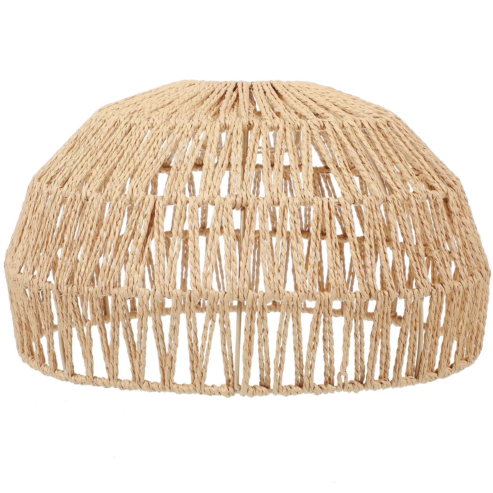 30x17cm Woven Lampshade Handmade Rope Rattan Light Cover Retro Ceiling Shade Iron Chandelier Bulb Decor for Restaurant