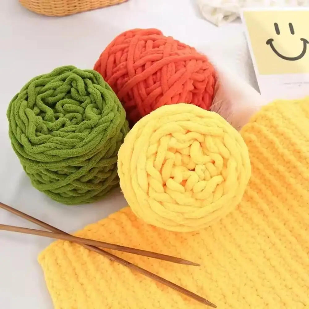 1PCS 100g Chenille Knitting Yarn Soft Ice Strip Line Cotton Yarn DIY Wool Yarn for Handmade Knitting Blanket Scarf Thick Thread