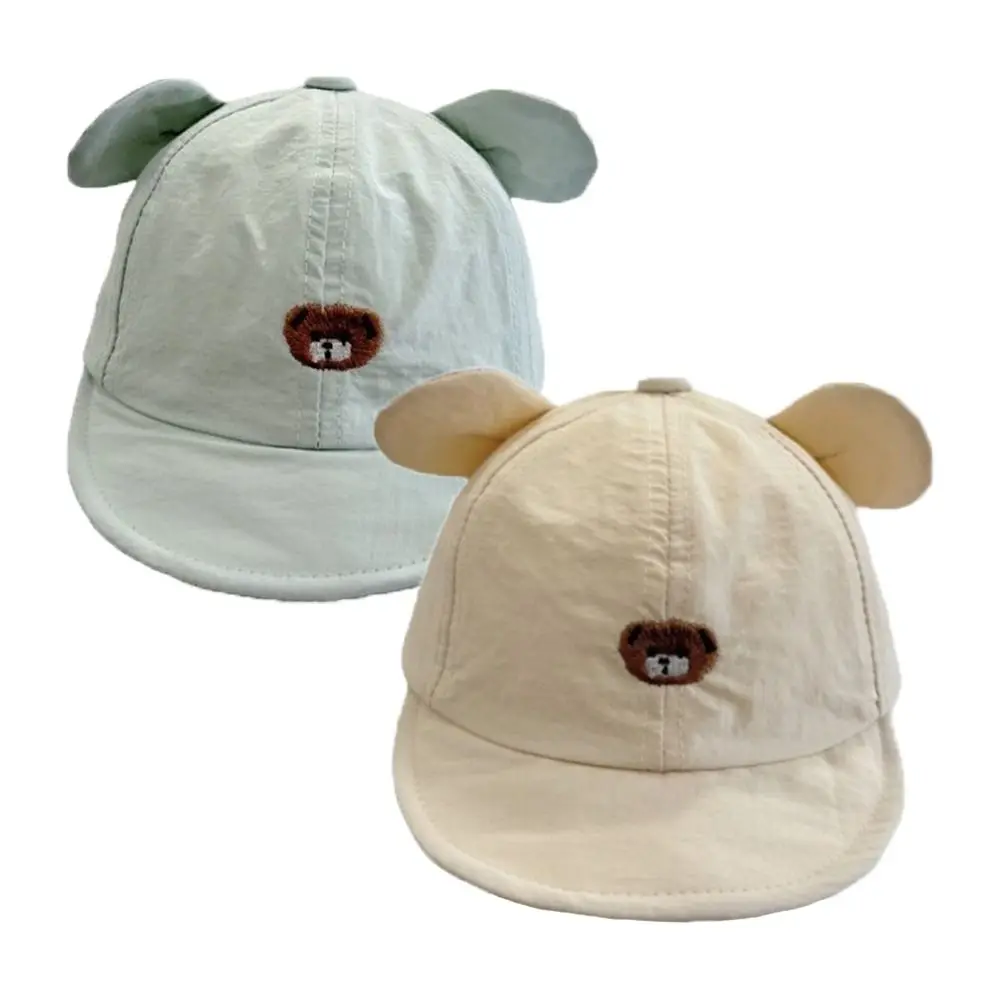 Little Bear Embroidery Baseball Hat Quick Drying Ears Decoration Cartoon Bear Hat Soft Brim Thin Breathable Duck Tongue Cap