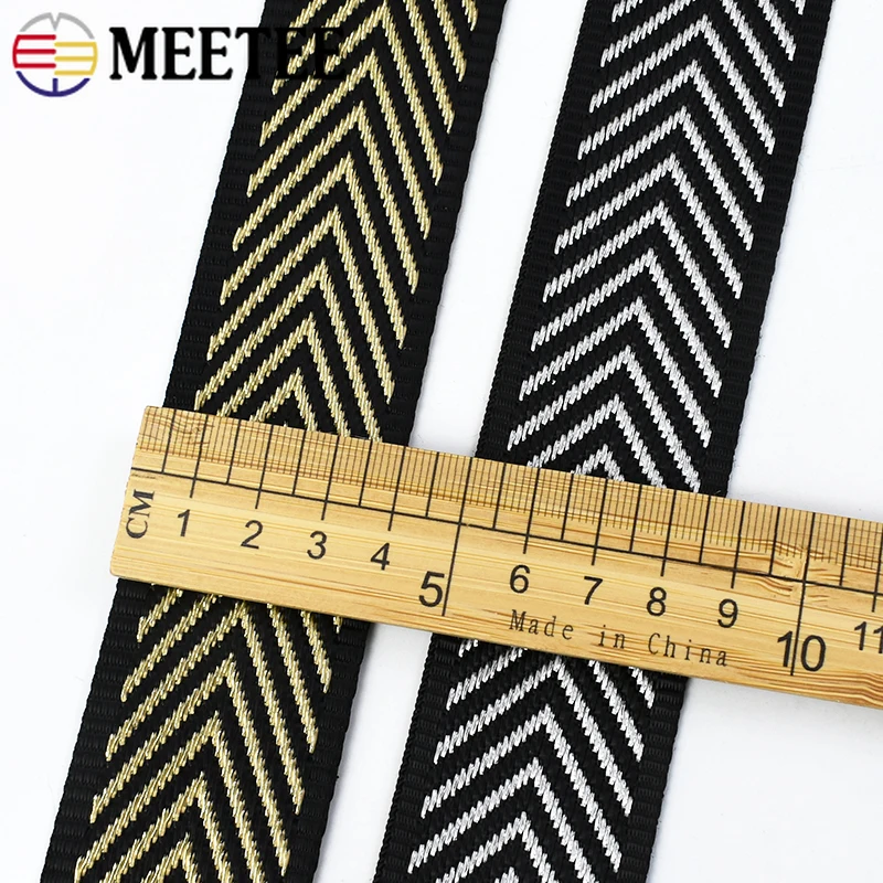 Meetee 2/5Meter 38mm Nylon Jacquard Ribbon Tape Decorative Webbing Band Bag Strap By The Meter Clothes Belt Sewing Bias Material