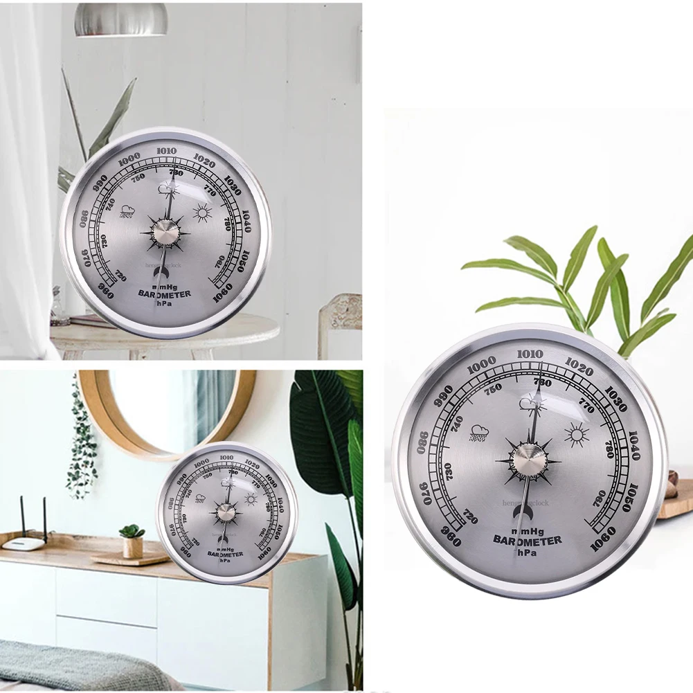 1Pcs 70mm Portable Barometer Clock Household Metal Frame Mechanical Barometer Air Pressure Gauge Tester Home Office Decor