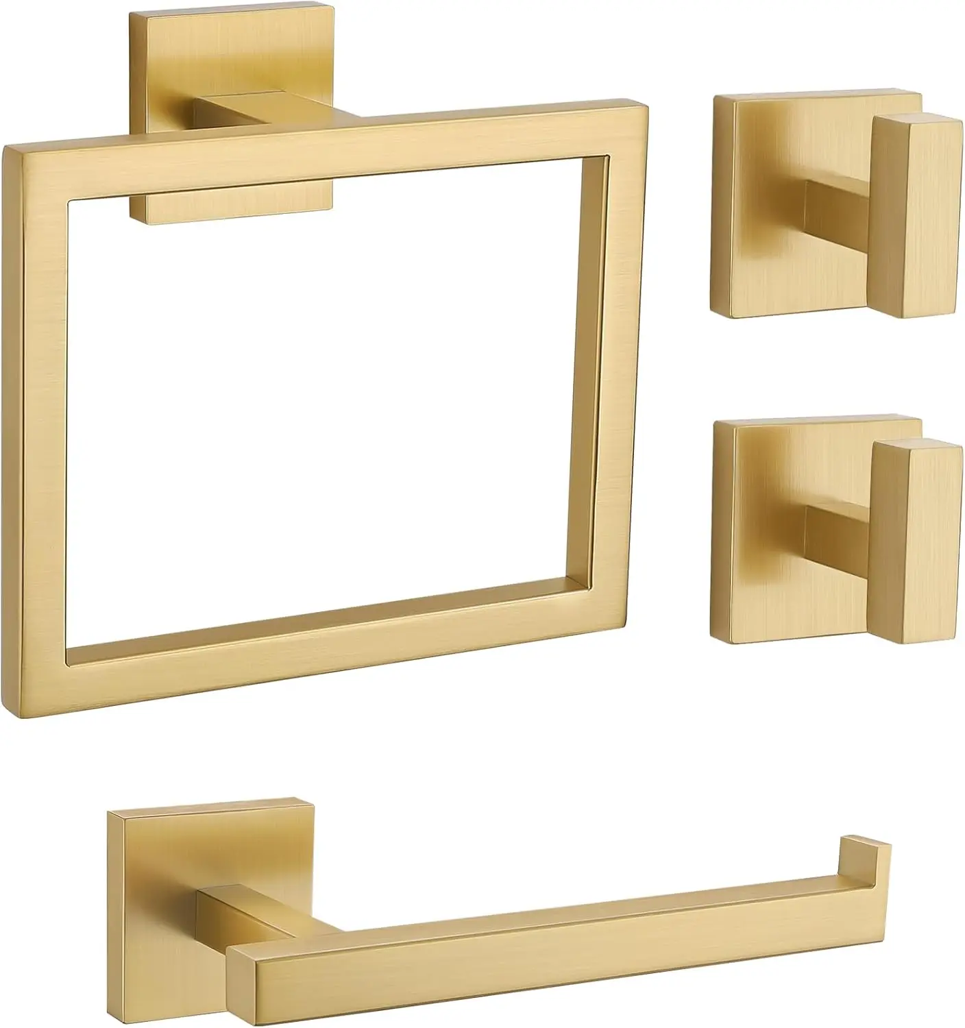 

4-Piece Brushed Gold Bathroom Hardware Set, SUS304 Stainless Steel Wall Mounted