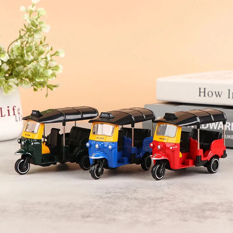 

Цельная ретро-имитационная модель, трехколесный мотоцикл, литая под давлением модель автомобиля Autorickshaw, игрушки для детей, сплав, трехколесный велосипед