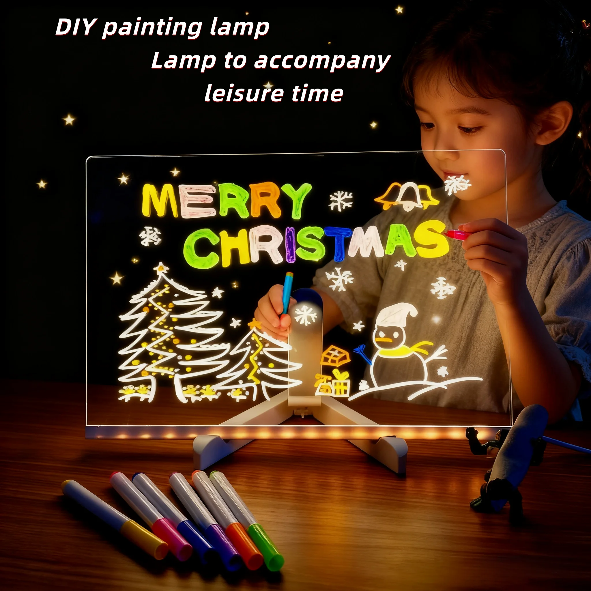 لوحة رسم مضيئة للأطفال لوحة جرافيتي بخط اليد لوحة فلورسنت أكريليك قابلة للمسح لوحة يدوية #1