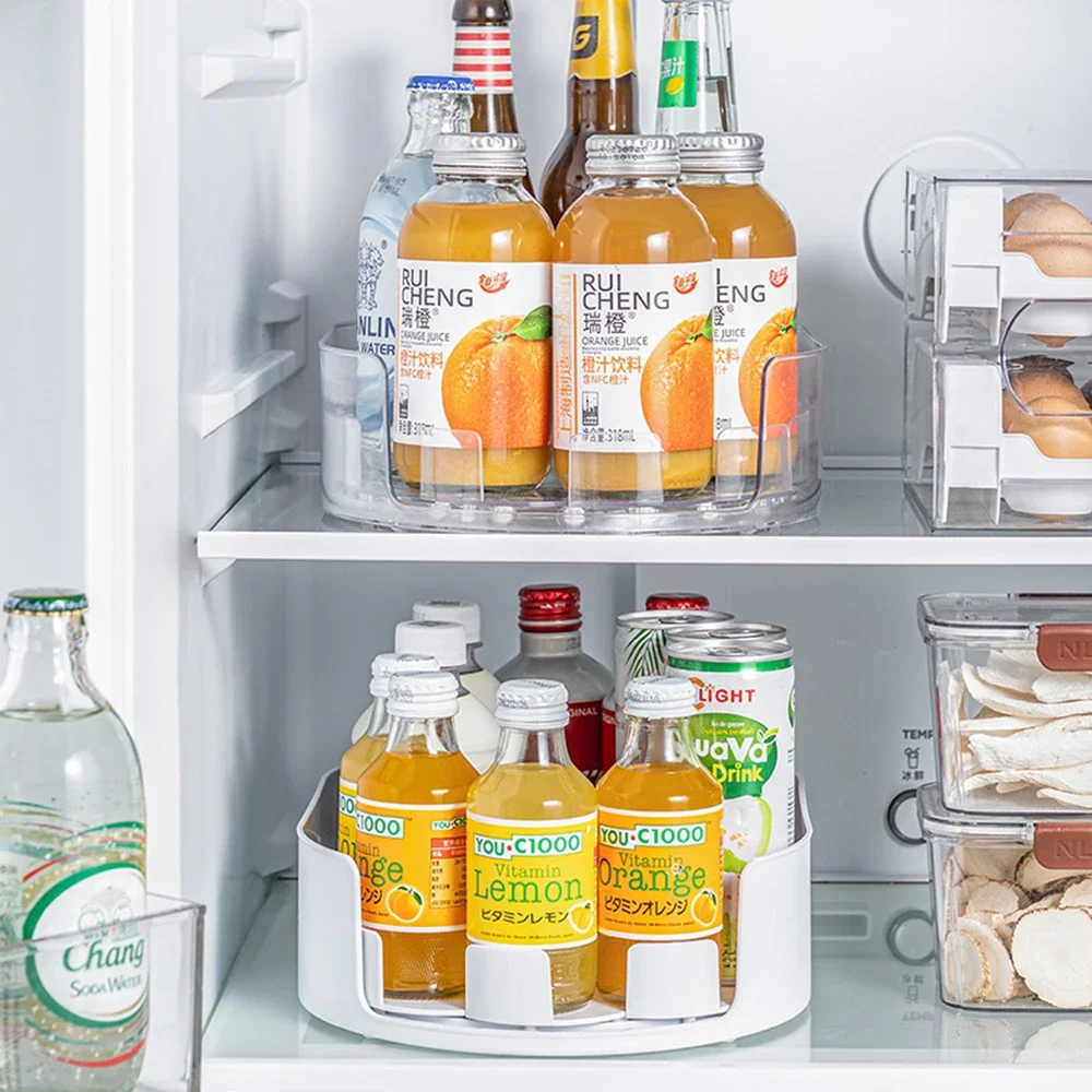 

New Fridge Organizer Storage Rack Rotatable Shelf for Beverage Condiment Trays Household Essentials Kitchens Accessories