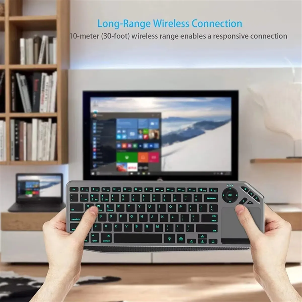 N86R Bluetooth Wireless Keyboard with Touchpad 7-Colors Backlit 2.4G Rechargeable Trackpad Keyboard for Smart TV