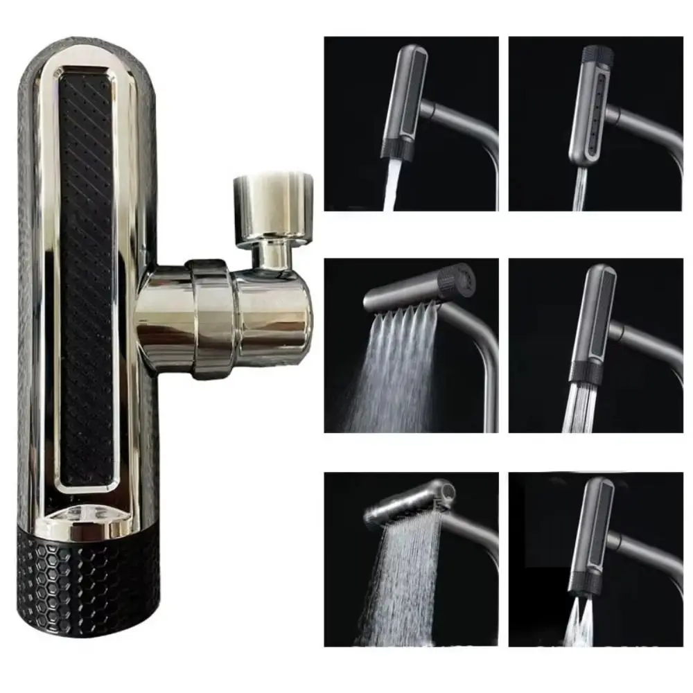 

6 Modes Kitchen Splash Proof Faucet 360° Rotating Stainless Steel Water Tap Extender Replaceable Universal