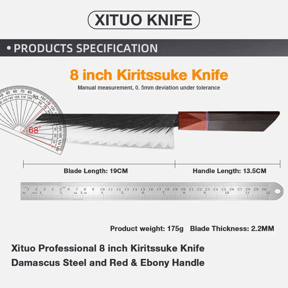 XITUO Kiritsuke Knife 3-layer Composite Steel Sharp Kitchen Chopper Multifunctional Melon And Fruit Knife Integrated Food Knives