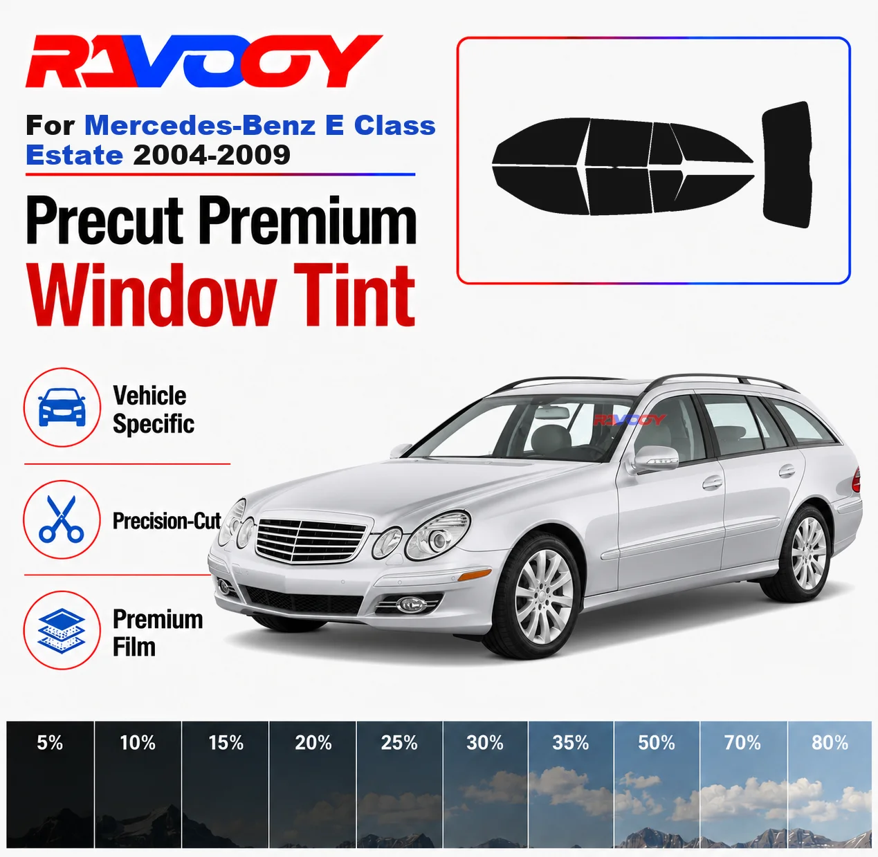 premium-precut-window-tint-kit-front-rear-windows-rear-windshield-for-mercedes-benz-e-class-estate-2004-2009-nano-ceramic-film
