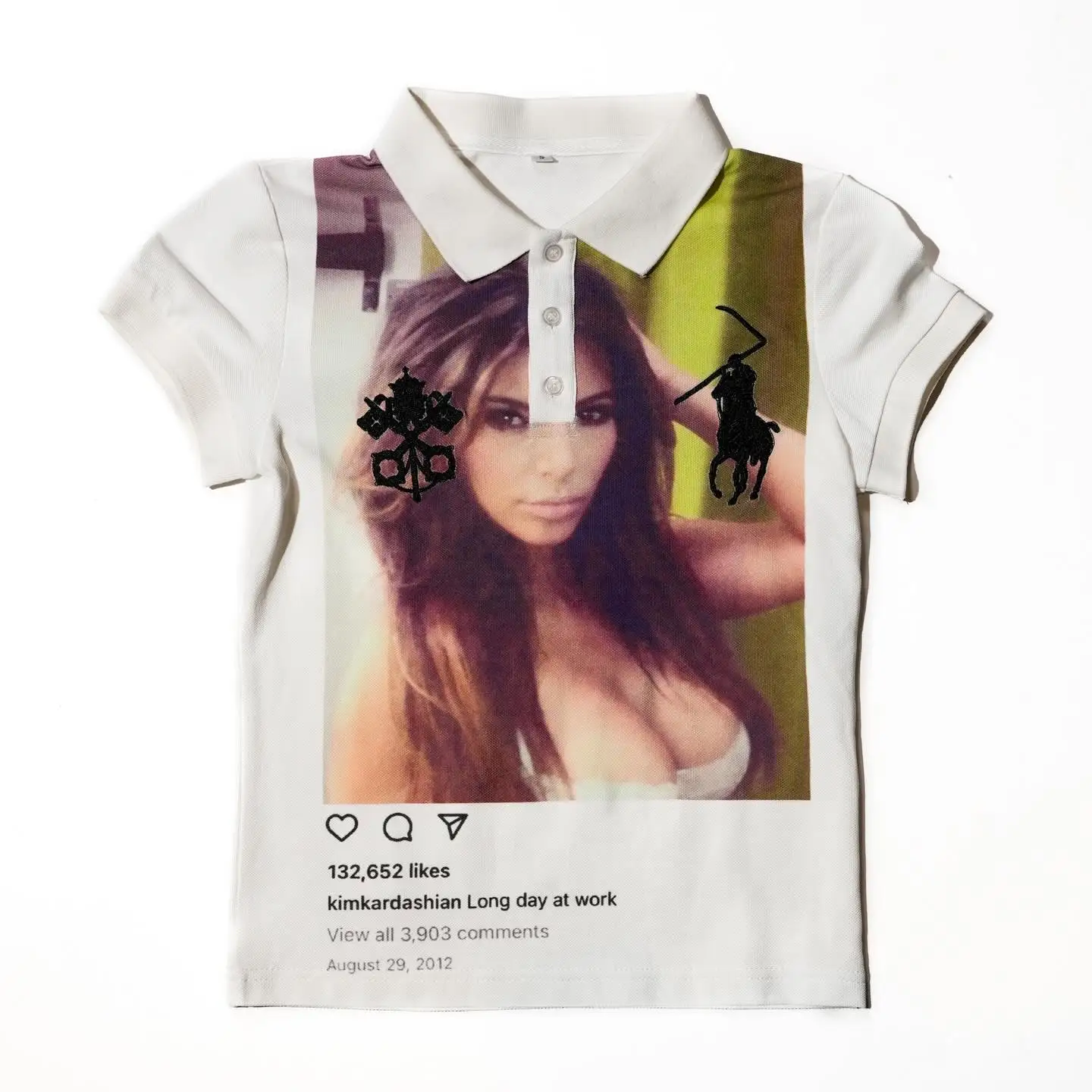 

Vintage character print short sleeved polo shirt women summer 2025 new harajuku y2k pure cotton shirts slim fit ladies tops